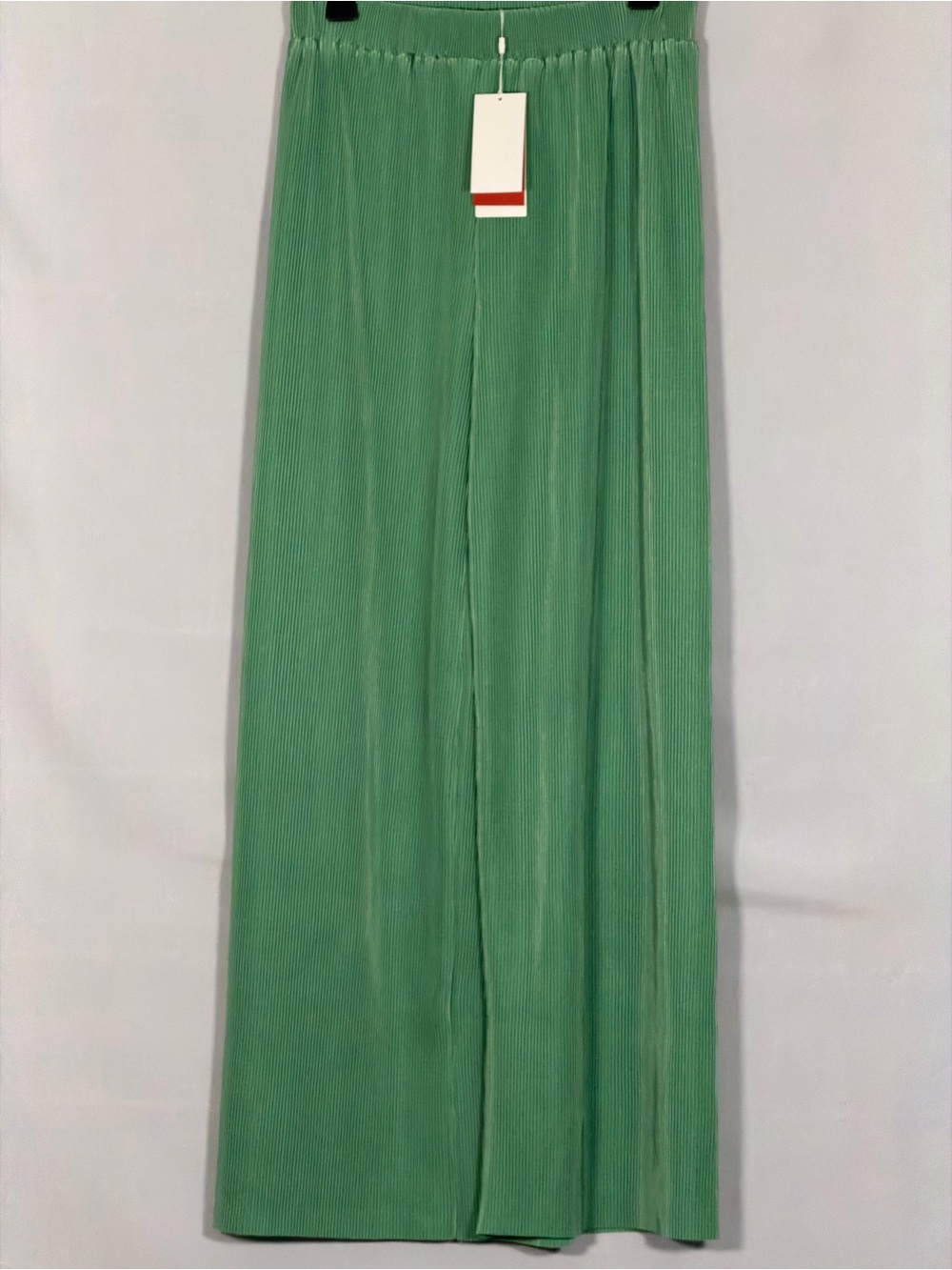 Q2 Spanish Style Women’s L US 10 Green Plisse Wide Leg Palazzo Pants NWT